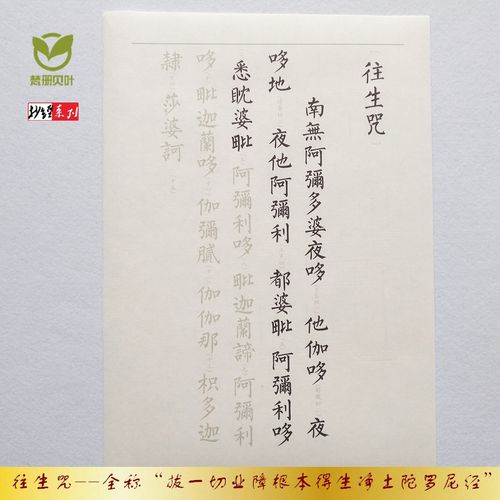 往生咒抄经宣纸字帖拔一切业障根本得生净土陀罗尼软毛笔描红字帖