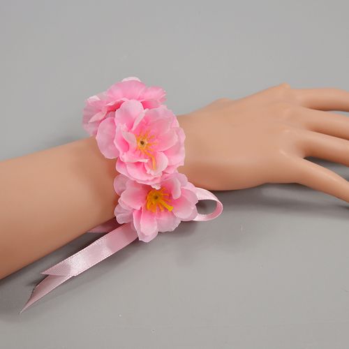 仿真桃花手环婚礼花朵花头手工diy花环用小花朵花环舞蹈道具制作