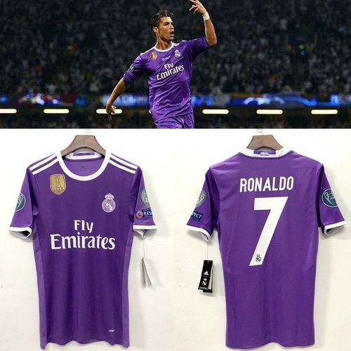 皇马16-17客场欧冠决赛球衣7号c罗纳尔多莫德里奇复古足球队服