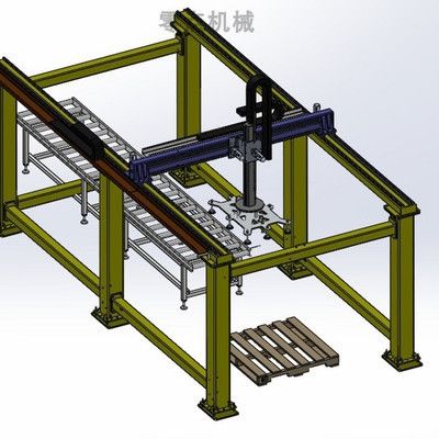 大型龙门架桁架吸盘式装箱码垛搬运机械手3d图纸设计