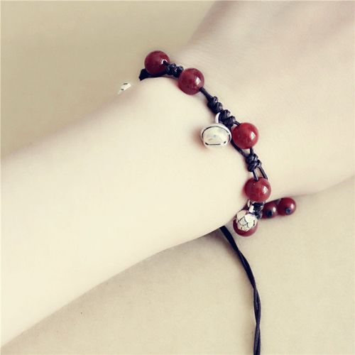 古风手链女饰品莲花腕绳手工编织玛瑙手绳复古民族风汉服旗袍配