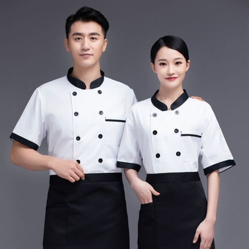 厨师服装男短袖夏季透气薄款食堂厨房人员工作服餐厅饭店餐饮工装