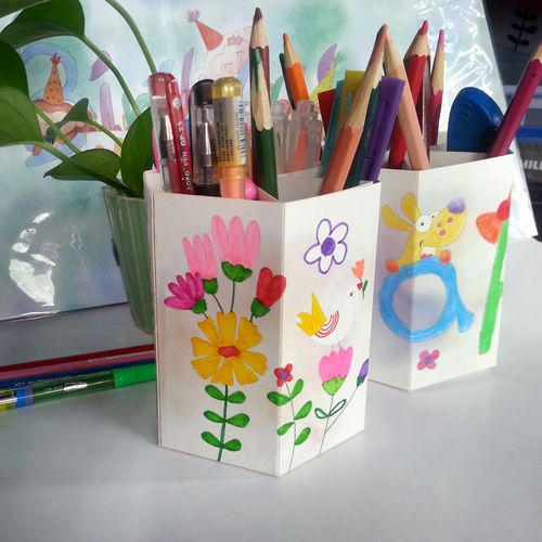 清仓儿童手工diy纸质环保折纸笔筒 动手制作学习收纳