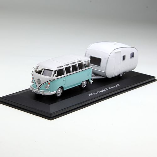康威 1:43 大众t1旅行车 bus 大众面包拖车 汽车模型