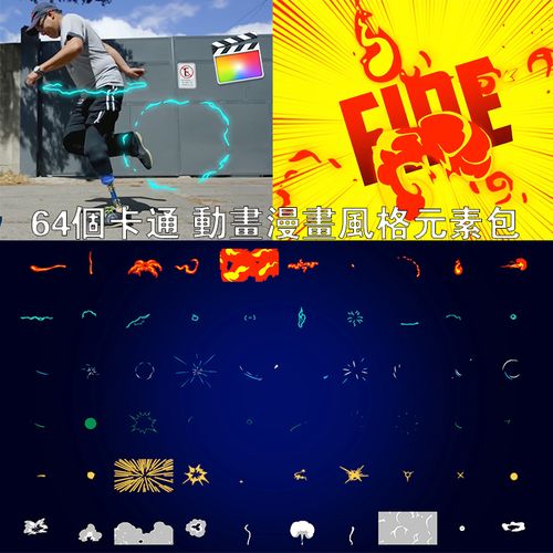 comic pop 中文fcpx插件60组卡通动漫mg动画漫画元素包final cut