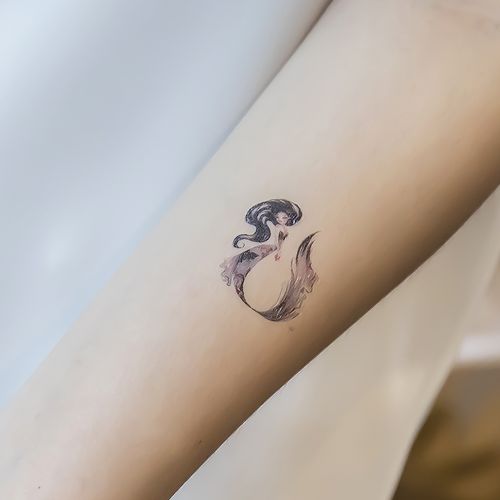 原创卡通美人鱼纹身贴防水女持久性感手臂仿真脚踝锁骨可爱小图案
