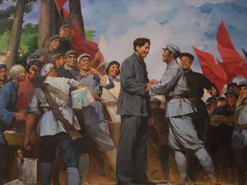 油画井冈山会师 红军会师井冈山 朱毛会师井冈山 历史故事油画