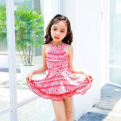 儿童泳衣女孩 连体裙式可爱宝宝泳衣女童小孩5-9岁公主3-4岁泳.