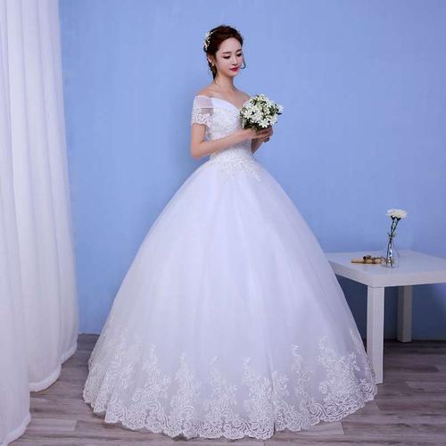 礼服孕妇韩式婚纱新款2020白色新娘绑带大码