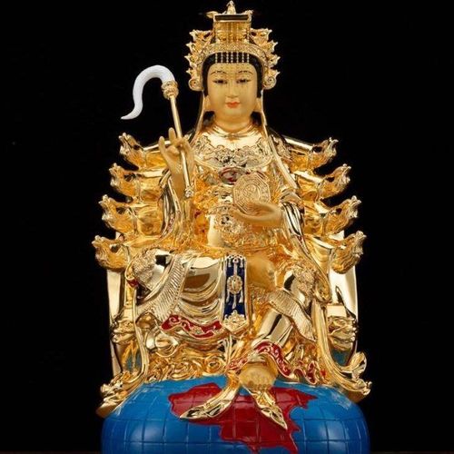 圆通佛具纯铜鎏金道教女神地母娘娘神像后土娘娘大地之母铜像摆件