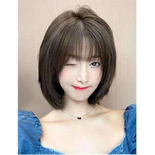 假发女新款2022年全头套式短发适合圆脸时尚自然仿真人发丝发套