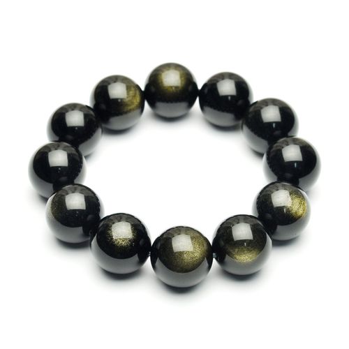 润玺 金曜石手链 大颗粒黑曜石男士手链 19.5mm 1