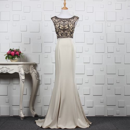 yoyo纯手工钉珠晚礼服宴会裙敬酒裙晚会走秀演出主持人长裙鱼尾