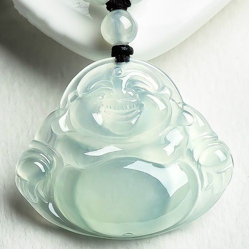 gey 弥勒佛冰种翡翠玉佛挂件 女a货吊坠玉坠 玉石佛公笑佛缅甸 男轻奢