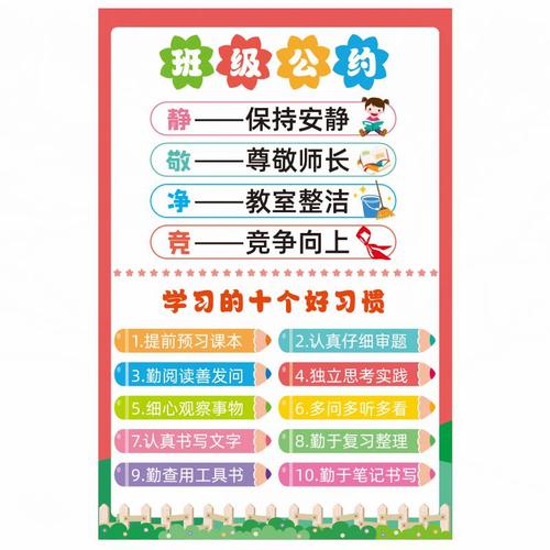 班级公约墙贴初中小学教室布置建设展示文化墙面装饰