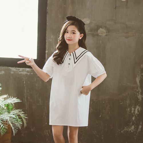 高端短衣裙2020夏p新连棉海军风花苞袖连衣裙款袖公主裙学奢华