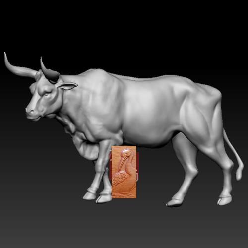 牛公牛动物摆件三维立体图圆雕图图纸stl文件雕刻机3d模型245