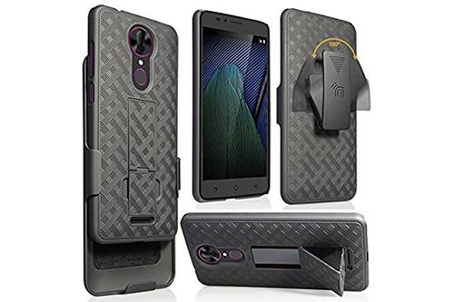 revvl plus 手机套带夹,nakedcellphone 黑色支架保护套   腰带臀部