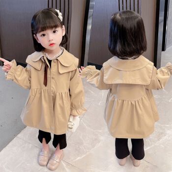 欧菲兔品牌童装女儿童外套2022春季新款中小女童韩版洋气小女孩中长款