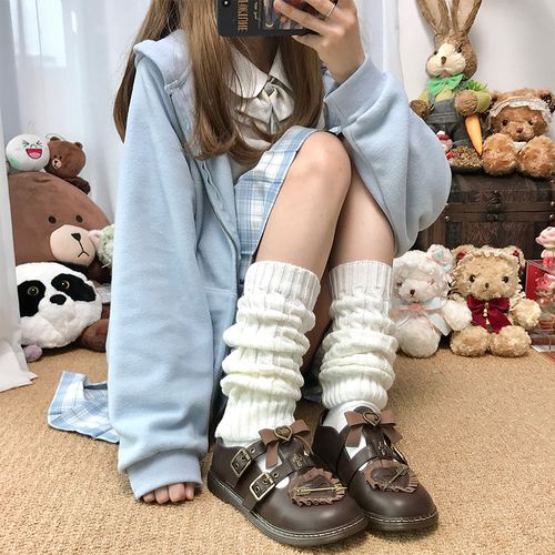 日系jk大象袜毛球小腿袜泡泡袜套护膝学院风学生保暖lolita堆堆袜
