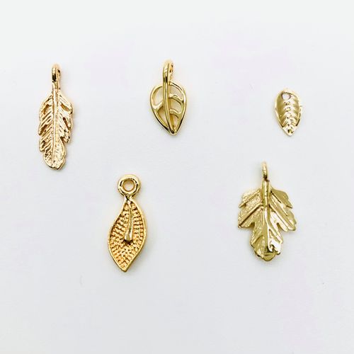 工喜手工 树叶子小吊坠14k包真金耳环手项链羽毛挂件diy配件保色