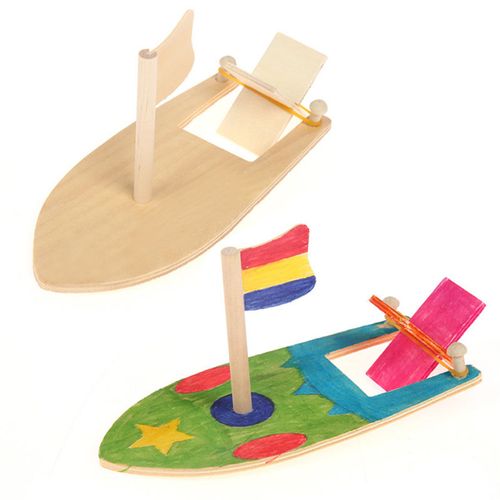 小木船创意彩绘白坯模型木质帆船幼儿园儿童涂色轮船手工制作材料