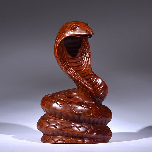 花梨木十二生肖蛇摆件实木蛇雕刻b家居办公客厅摆设装饰红木工艺