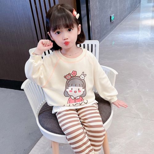 装儿童套装春季新款1-2-3-4-5岁女宝宝衣服可爱小女孩长袖圆领两件套
