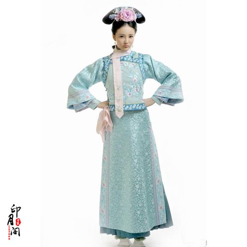 影视剧古装清朝剧步步惊心古装旗服 清朝服饰满族格格装蓝色绣花