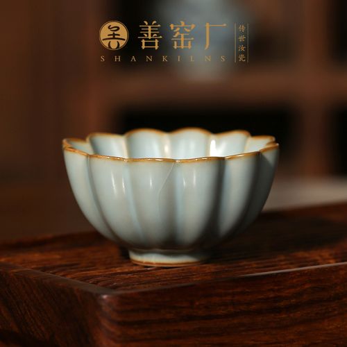 善窑厂李善明善隐天青釉汝窑开片可养功夫主人茶杯单杯景德镇茶具
