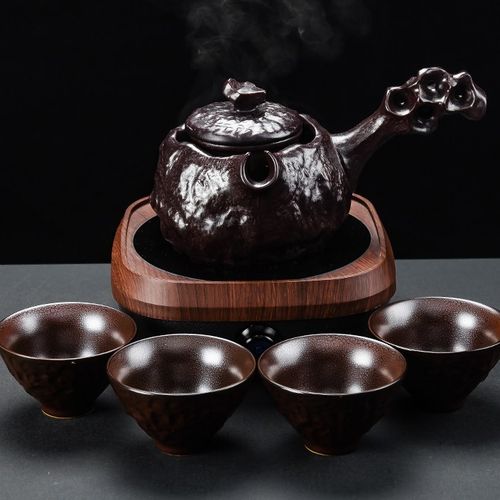 陶瓷煮茶器黑茶煮茶壶侧把壶日式泡茶壶花茶壶家用电热电陶炉