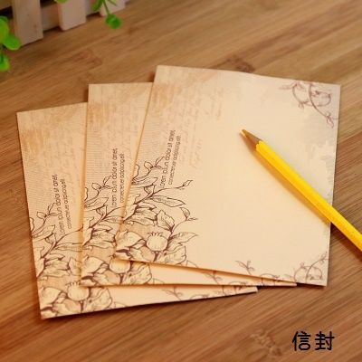 浅褐藤枝信封 田园西式信封 浪漫情书信纸收纳信封 唯美古典信封