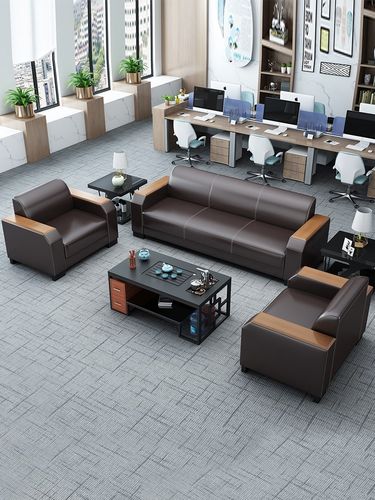 办公室沙发简约现代会客室新中式商务接待室三人位会议室办公沙发