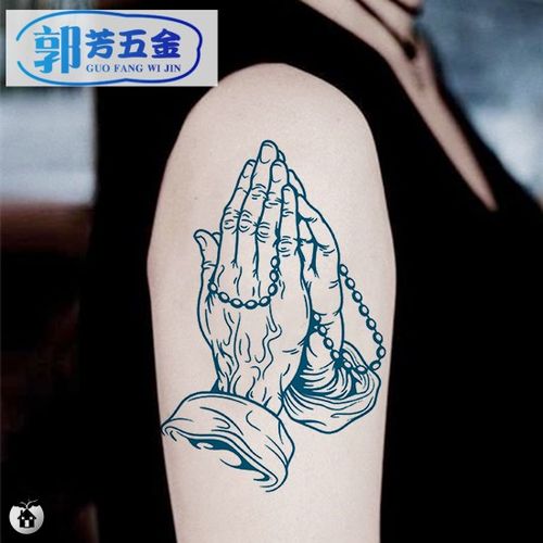 线条纹身贴防水男持久花臂佛手手臂胳膊逼真小臂大臂