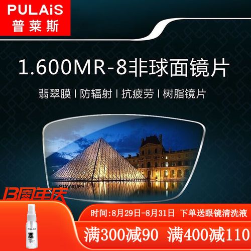 600mr-8近视眼镜片非球面树脂镜片防辐射抗疲劳2片价 配镜就选普莱斯
