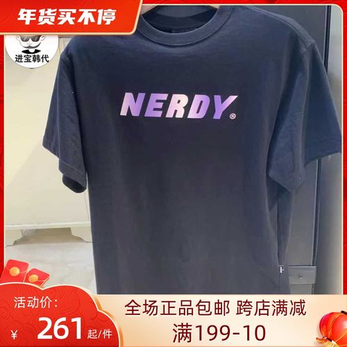 进宝家韩国nerdy 短袖时尚男女同款ins风韩范潮流小众休闲t恤