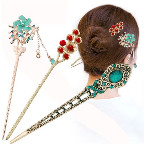 古典簪子汉服配饰发簪古风水钻发饰古代步摇流苏花朵头饰新娘发饰