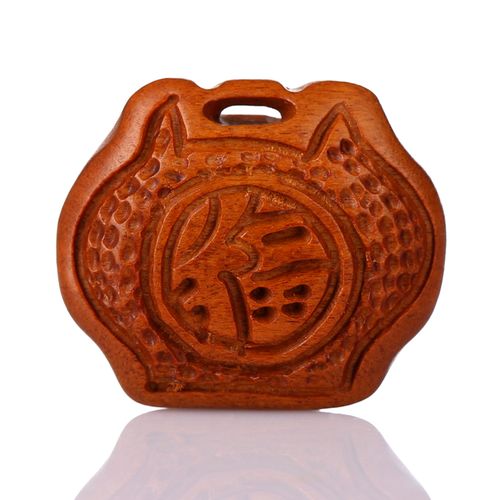 双面桃木雕刻福锁长命锁配件吊坠挂件项链包包挂配件手工配饰品