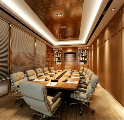 办公会议室会议厅装饰设计实景照片效果图工装现代欧式办公室设计