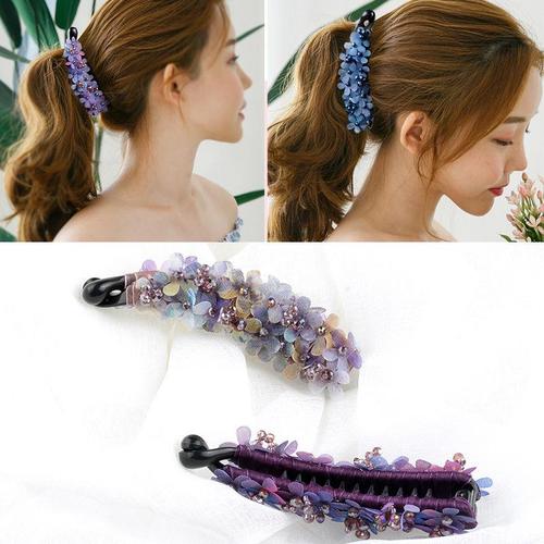 高档款竖色可选】韩版香蕉夹v马尾夹号夹大多绢纱盘发