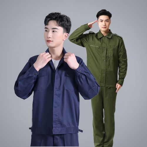 87户外劳保防火耐磨工作服男老式蓝绿色涤卡料电焊地勤服怀旧作训