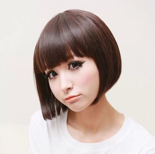 可爱假发女生短发bobo头波波头学生头齐刘海沙宣头黑色深棕色逼真