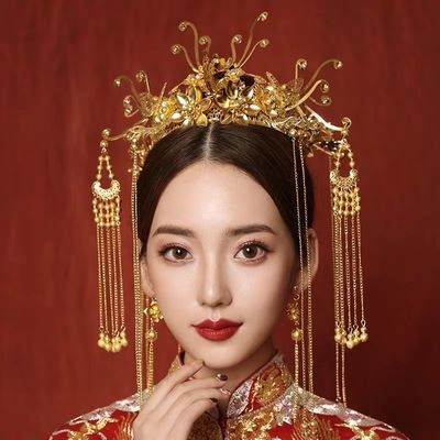 中式2019饰古装礼服禾套装配饰新娘凤冠褂品结婚头饰