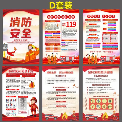2021年119消防日安全宣传月管理制度防火栓知识挂画墙贴图纸海报 d