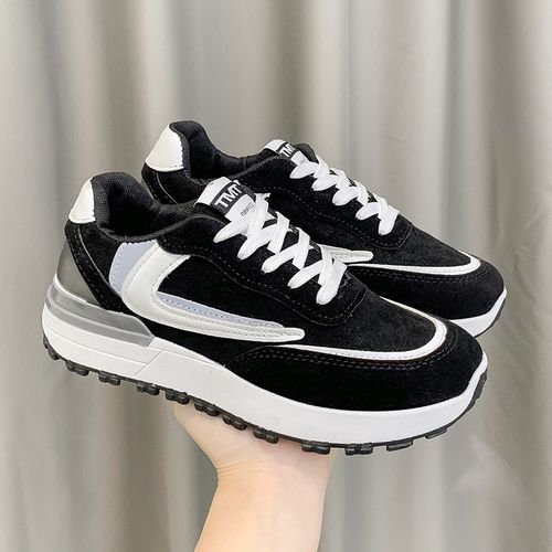 黑色阿甘鞋女2021新款休闲鞋加绒老爹鞋子秋冬爆款ins潮运动百搭