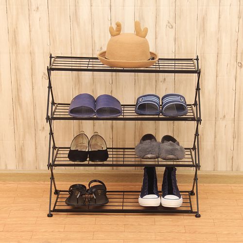 黑色四层鞋架简易客厅鞋架简单鞋架卫生间鞋架复古铁艺鞋架铁鞋架