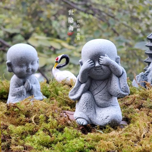 小石佛盆景小摆件小沙弥吸水石上水石假山造景和尚花盆装饰小佛陀