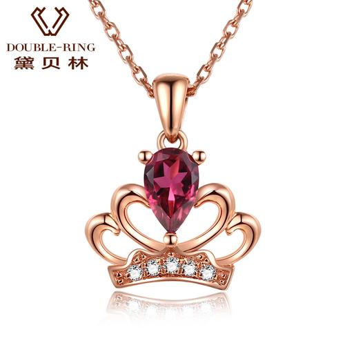 黛贝林珠宝彩色宝石项链18k玫瑰金锁骨链纯天然碧玺彩宝钻石吊坠