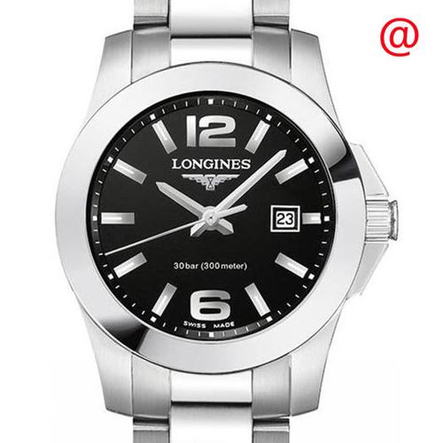 浪琴longines女款石英表|conquest quartz black dial ladies watch l