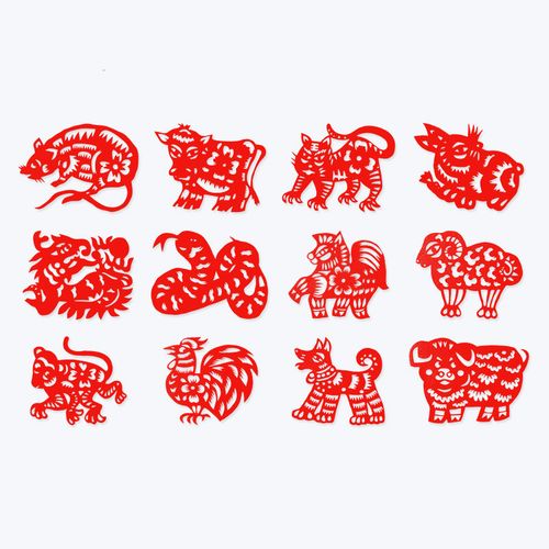 【包邮生肖】十二生肖纯手工剪纸成品套装中国风手工艺品出国礼品